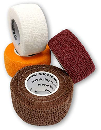 LisaCare pansements longs pour les doigts - set de 4 rouleaux, pansements élastiques, résistants à l'eau, à la poussière, à la graisse et à la saleté - mélange de couleurs 4