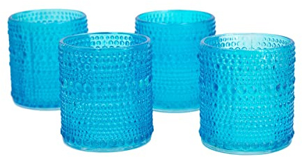 Creativery Teelichtgläser 7x8 cm 4 Stück Teelichthalter Glas Farbauswahl: dunkel türkis 340D