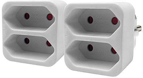 revolt 2-fach Steckdosenadapter: Steckdosen-Adapter auf 2-fach-Euro-Steckdose, 2er-Set, weiß (Eurostecker Adapter 2, Doppelsteckdose, 2fach)