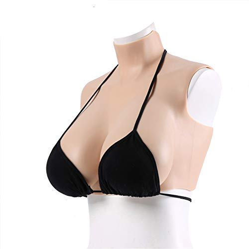 Tauzveok Silikon Brust D Cup Crossdresser Brüste, Silikon Künstliche Brüste, Silikonbrüste Brustprothesen Für Herren BH Mastektomie,Beige 02 Gel,I