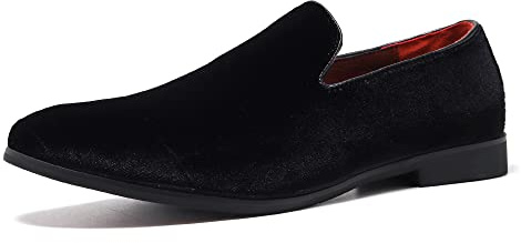 FLQL Men’s Casual Suede Leather Loafer Wide Flat Travel Slip-On Boat Shoes Size9 A-Black