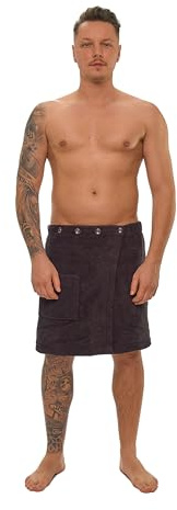 Interkontakt Saunakilt Herren 50x140cm - passend von Konfektionsgröße 44 - Sauna Kilt Männer aus 100% Baumwolle OEKO-TEX® Zertifiziert - Saunahandtuch Herren Braun