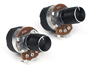 Switian 2 Stück s Wh138 10 K Ohm Single Linear Taper Dimmer Potentiometer mit An-/Aus-Schalter + chwarze Aluminiumlegierungsknöpfe