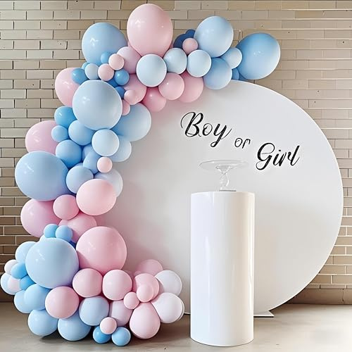 Rosa und Blau Luftballons Girlande, 176 Stück Gender Reveal Party Deko, Macaron Rosa Blaue Ballon Girlande für Jungen Mädchen Geschlecht Enthüllen, Geburtstag Party, Baby Shower, Babyparty Dekoration