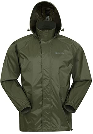 Mountain Warehouse Pakka Mens Waterproof Packable Jacket - IsoDry, Lightweight & Breathable Raincoat with Taped Seams & Packaway Bag - Spring Summer & Travel Khaki L