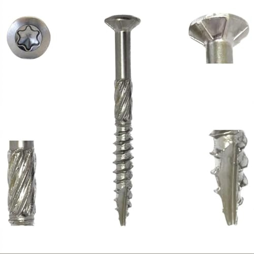 Terrassenschrauben 5 x 60 mm INOX Edelstahl gehärtet C1 – rostfreie Edelstahlschraube für Holz-Terrassen 200 Stück