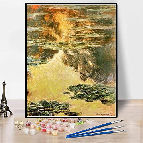 Paint by Numbers for Adult Kits Water Lilies Painting by Claude Monet Paint by Number Kit On Canvas for Beginners