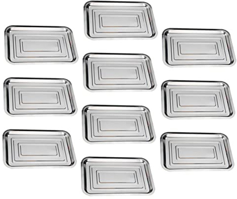 Cabilock Vassoio Da Portata in Acciaio Inox 8.7X8.7X0.8 Pollici Piatto Fondo Rettangolare Multiuso Per Barbecue Picnic E Riunioni Familiari