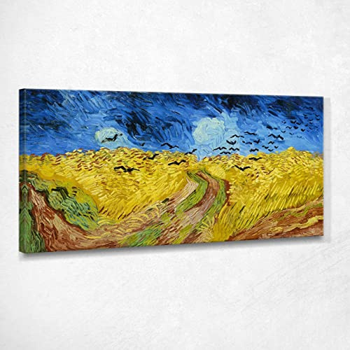 Weizenfeld mit Krähen Van Gogh Vincent Kunstdruck auf Leinwand vvvg4, 40 x 20 cm
