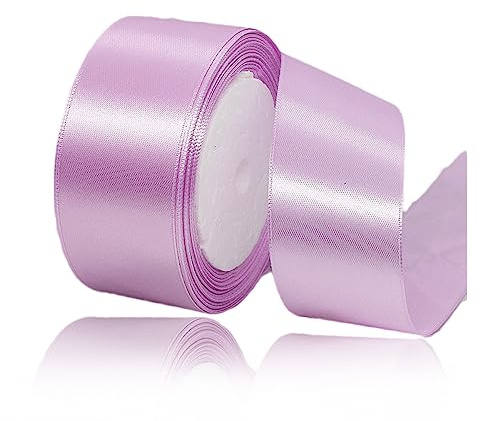 Geschenkband Lavendel 40mm Breit, 23 Meters Satinband Champagner Rosa Geschenkbänder Stoff Schleifenband Dekoband zum Geschenkverpackung, Bastelarbeiten, Geburtstag und Hochzeitsdekoration
