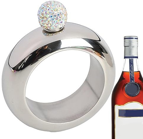 Pulseras de globo para mujer | 3,5 oz pulsera Flasks Bangle Hip | Petaca de muñeca con pulsera de acero inoxidable 304 para whisky, clubes, festivales de música, baile de cumpleaños