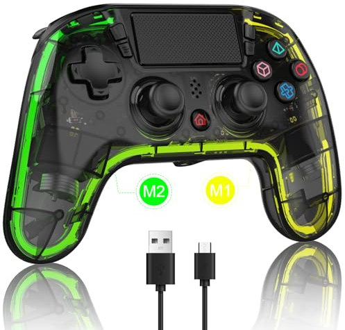 BRHE Controllers For PS4 With Hall Triggers/ 8 RGB LED Lights, Custom Remote Joystick Gamepad Accessories, Wireless PS4 Dualshock 4 Controller for PlayStation 4/Slim/Pro/PC(Black)