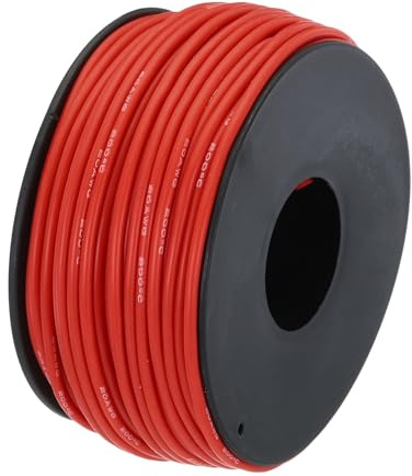 QUARKZMAN 20AWG Kabel Elektrischer Draht 0,52 mm² Verzinntes Kupferkabel 30 Meter, Stromkabel Hohe Temperatur Leitung Erdkabel Litzenkabel Elektro Klingeldraht für Kfz Kabelkanal, Rot