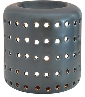 Brûleur Cire Fondant Parfumé – Brûle Parfum d’Ambiance et Diffuseur Huile Essentielle Aromathérapie – Porte Bougie Chauffe-Plat en Céramique Noire – H 9,5 cm – Coliseo Noir Zen’Arôme