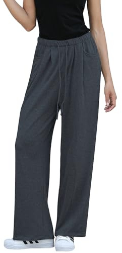 MGizo DtiSpectrum Pantaloni Sportivi da Donna con Coulisse a Gamba Larga - Pantaloni da Yoga Elasticizzati a Vita Alta con Tasche, Pantaloni da Salotto Casual in Tinta Unita per Mezza Stagione