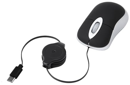 YAOGUI Petite souris filaire USB C rétractable pour enfants, 1000 dpi optique de voyage, PC, ordinateur de bureau, ordinateur portable, étudiant