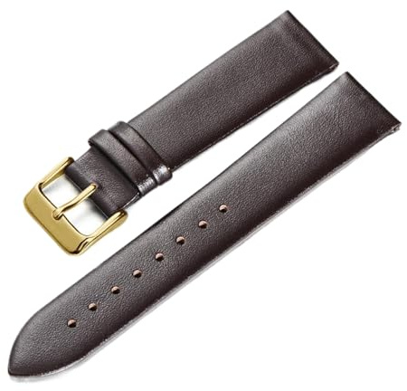 Chlikeyi Armband 13–24mm, ultradünn, Leinwandbindung, Ersatz-Uhrenkette für Damen, Dunkelbraunes Gold, 17mm