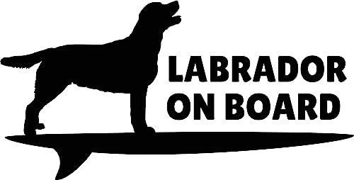 Labrador Dog on Board Fun Waterproof Car Sticker - Easy to Apply - Gifts for Pet Lovers (Black)