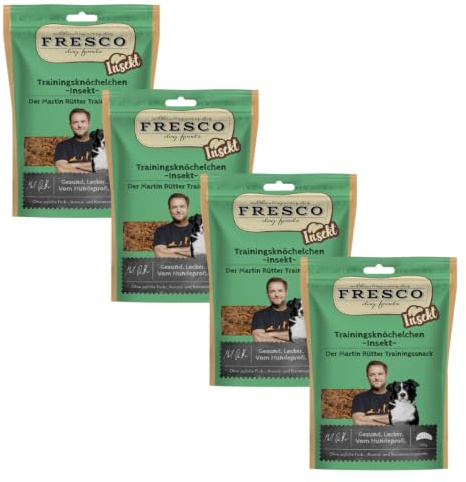 Martin Rütter - Tobillos de entrenamiento para perros, 4 x 150 g | FRESCO Dog | Alimento complementario | Para recompensa en el entrenamiento | Con proteína de insectos | Sin aditivos