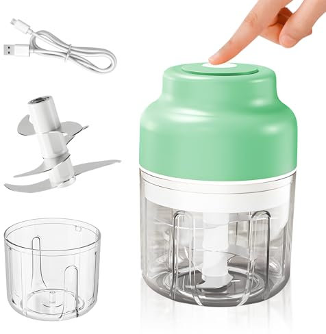 behone Picadora electrica,Trituradora de alimentos,Cortador de Cebollas Eléctrico, Picador de Cebollas 320 ml, Cortador de Cebollas USB,para Cebollas,Verduras(con 6 Cuchillas de Acero Inoxidable)