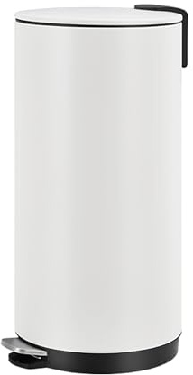 8 Gallon Round Trash Can with Soft-Close Lid and Foot Pedal, Compact Kitchen Trash Can with Removable Liner Bucket, Stainless Steel Garbage Bin for Office, Bedroom
