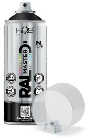 HQS RAL MASTER Bomboletta di Vernice Spray 400ml Nitro Colori Ral (1, Ral 9005 Nero Satinato)