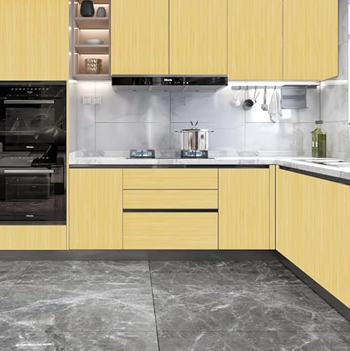Klebefolie Möbel Eleganter Gelber Streifen Möbelfolie Wasserdicht Selbstklebende Tapete Schlafzimmer Wandverkleidung for Living Room Mustertapete Dekorative Wallpaper Self Adhesive 2P (45x100 cm)