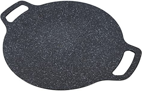 OPPWONG Parrilla Coreana, Redonda de Aluminio, para Barbacoa de Inducción, con Bolsa para Inducción, Cocina de Gas y Eléctrica, Ideal para Interiores y Exteriores. (38 cm)