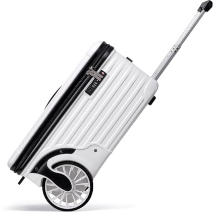 ROPLUS Extra Large Wheels Carry On Luggage Hard Shell Suitcase Top Opening Hardside Frame Travel Luggage with TSA Lock (White, 21-Inch)