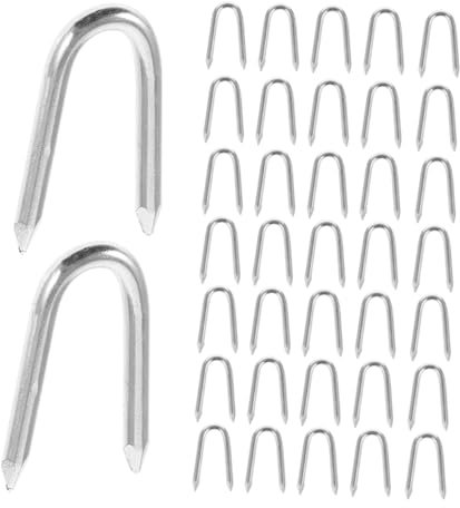 OUNONA Clous De Clôture En U En Fer Forgé 200 Agrafes Pour Clôture Fixations Pour Treillis Métallique Installation Facile Pour Jardin Et Cour