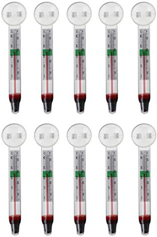 10-Pack Aquarium Floating Accurate Fish For Thermometers With Suction Cup 0-40℃ 40-100℉ Temperature
