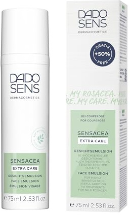 DADO SENS SENSACEA EXTRA CARE GESICHTSEMULSION Sondergröße 75ml | Anti-Rötungen Spezialpflege für Rosacea & Couperose | Lindert Hitzegefühl, Hautrötungen & Juckreiz | Vegan, für empfindliche Haut