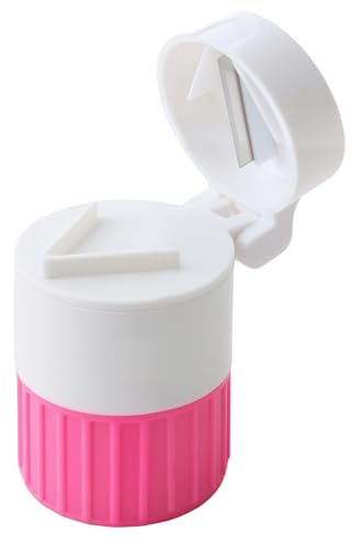 4-in-1 Pill Crusher, Tablet Cutter Splitter Grinder with Storage Box Stainless Steel Grinding Head Portable Cutter for Tablets Small Pills Elderly Kids Pets Travel Home Use Rose Red