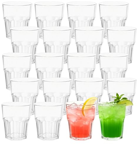 Axincardarm 26 Pack Plastic Glasses Tumblers Acrylic Clear Cups 240 ml | for Juice Wine Champagne Drinking, Picnic Party