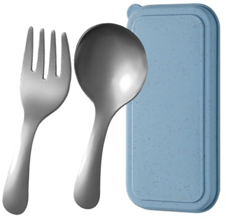Krmoau Fourchettes et cuillères | Petites fourchettes et cuillères | Couverts réutilisables avec boîte de rangement pour dîner, déjeuner, voyage, pique-nique, fête, camping, extérieur