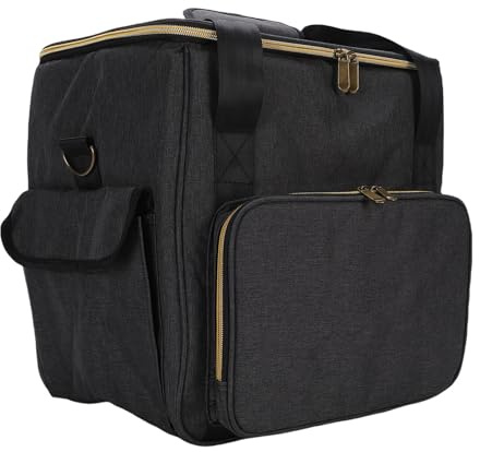LiebeWH Heavy Duty Vinyls Record Storage Bag Cationic Fabric Protective Case Holds 45Pcs of 7/10/12 Inch Albums with Carrying Straps