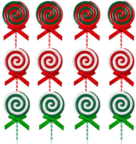 BSITSSS 12 Piezas Adornos Arbol Navidad, Piruletas Adorno Navidad, Caramelos Navideños Colgantes para el Arbol Decoración Casa Año Nuevo