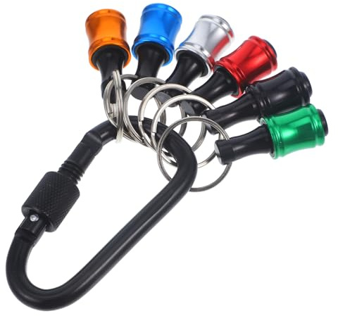 ORFOFE 6pcs Stainless Steel Drill Bit Extension Quick Release Socket Adapter with Aluminum Alloy Keychain Carabiner Portable Impact Screwdriver Bit Holder for DIY and Construction