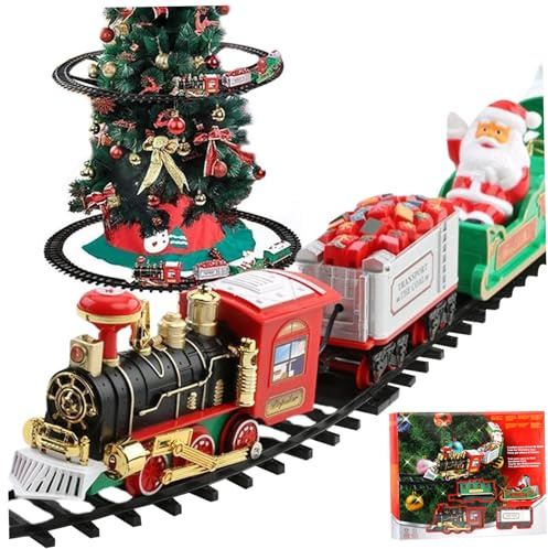 Christmas Train Set with Train and Track, Electric Christmas Tree with Sounds and Light, Eduactional Interactive Toys for Kids New Year Gifts| Sets