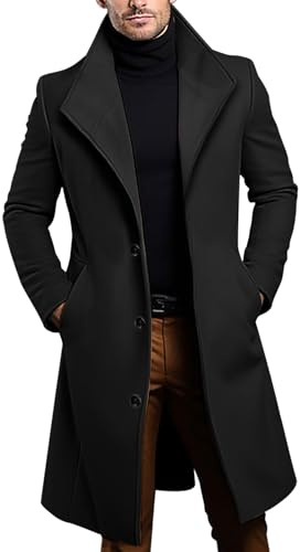KOG Wintermantel Herren Lang Warm Wollmantel Fashion Winterjacke Laufjacke Einfarbig Teenager übergangsjacke Herbst Hemdjacke 2025 Kapuzenpullover Festival Jacke Parka Basic College Jacke Bikerjacke