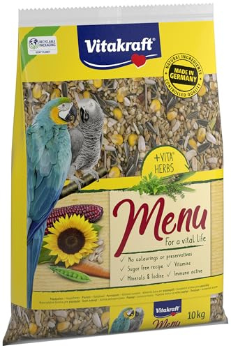 Vitakraft Meny 10 kg, huvudfoder för papegojor, med vitaminer, med immun aktivt komplex och örter (1 x 10 kg)