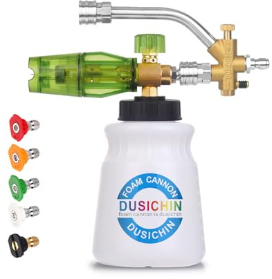 DUSICHIN Foam Cannon Snow Foam Lance 4000 PSI Pressure Washer, Dual-end Connector Shift Valve Wide Neck Container Adjustable Nozzle 33Oz Soap Dispenser DUS2803