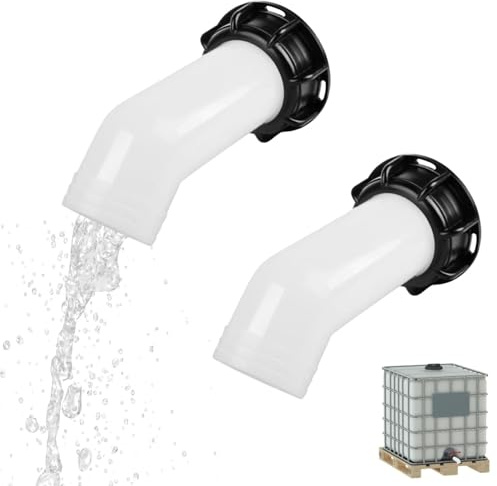 2 PCS IBC Tank Zubehör, 1000 Liter Wassertank Zubehör, IBC Auslaufhahn, für IBC Tank, Regentonnen, Wassertank (S60x6 Grobgewinde)
