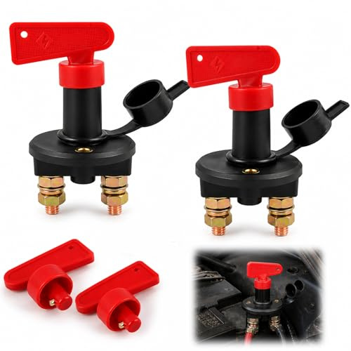 12V Batterie Trennschalter, Batterietrennschalter Schlüssel, Trennschalter Batterie, Hauptbatterie-Isolator 200A Maximalstrom für Auto, Boot, für die Elektrische Sicherheit (2)
