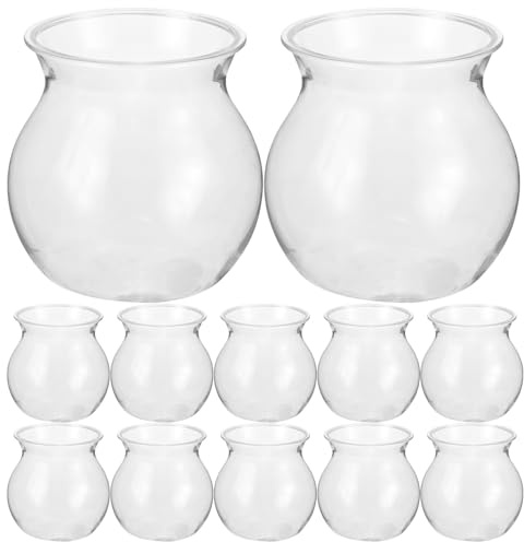 KICHOUSE 14 frascos pequeños hidropónicos para suculentas - Terrario Transparente para micropaisajes - Recipiente de plástico Transparente para Musgo y Acuario de Mesa