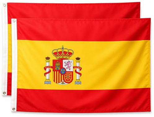 2 Piezas De Bandera De España, 150 X 90 Cm Grande Con Ojales De Latón Robustos, Decoración Bandera España, Artículo Para Fans Del Mundial De Fútbol 2026, españa mundial 2026