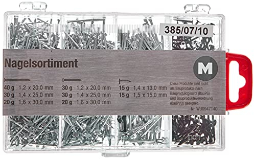 Metafranc Nagel-Sortiment 200 g - Drahtstifte & Kammzwecken im Set - Vorsortiert in praktischer Kunststoffbox - Geeignet für Haus, Werkstatt & Co. / Nagel-Set / Sortimentskasten / 947140