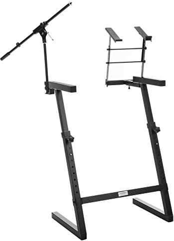 Classic Cantabile KWS-100 Z-Keyboardständer (Mikrofonstativ, Laptophalter, stabil aus Stahl, höhenverstellbar, Standbeine mit Aufsatz, professionelles Zubehör für DJ, Alleinunterhalter) schwarz