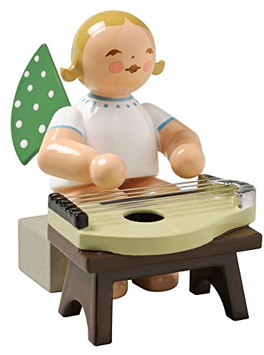 Wendt & Kuhn Blonde handbemalte Grunhainichen Engel Zeither Figur sitzend