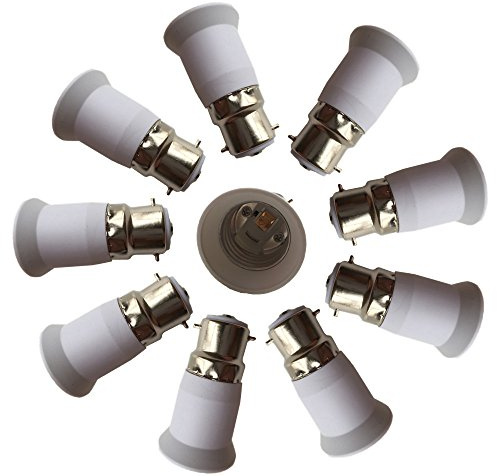 Eleidgs 10 PCS B22 vers E27 Adaptateur de Douille , Ampoule LED Base Douille B22 à E26 Lamp Holder Converter